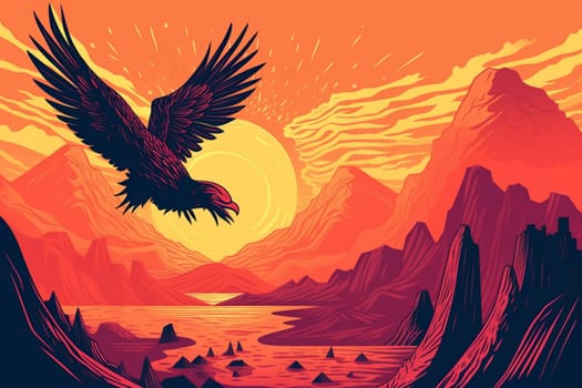 The phoenix is a symbol of rebirth and renewal, and can be seen soaring high above a fiery volcano in a mystical wasteland. The vibrant colors of the phoenix contrast beautifully with the warm, glowing lava, creating a scene that is both breathtaking and unforgettable. (generative AI)