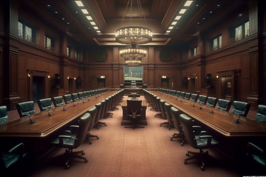 In a sophisticated boardroom, executives and investors from a multinational corporation meet to make strategic decisions and plan for the future. Their discussion and planning is focused, intense, and calculated, as they navigate a complex and ever-changing business landscape. (generative AI)