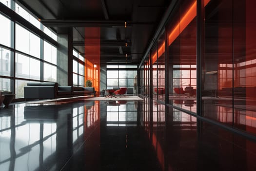 The modern corporation demands a workspace that reflects its values of efficiency, innovation, and sophistication. This sleek corporate headquarters features glass walls, high ceilings, and a minimalist design that allows for fluid collaboration and maximum productivity. Whether you're a CEO or an entry-level employee, this space is designed for success. (generative AI)