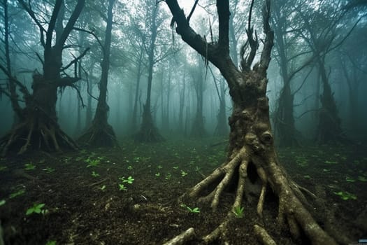 Immerse yourself in a surreal underwater forest where towering trees sway with the ebb and flow of the ocean. The photorealistic rendering captures every detail of this fantastical landscape, while the sharp focus brings the scene to life. (generative AI)