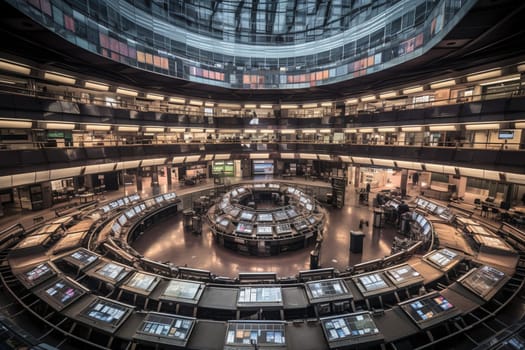 The heartbeat of global finance is captured in the high energy atmosphere of a stock market trading floor. Traders work frantically as they buy, sell, and negotiate in an ever-changing landscape of prices and values. Each successful trade is greeted with cheers and a sense of accomplishment, while losses bring only determination to do better. (generative AI)