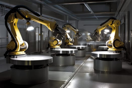A team of brilliant engineers work together to design state-of-the-art robots that are used in a wide variety of industrial applications. With a focus on efficiency, safety, and precision, they create machines that maximize productivity and minimize errors. (generative AI)