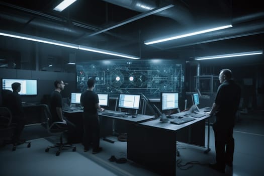 In this highly secure laboratory, a team of developers work on a top-secret project that could change the course of technology forever. With their advanced knowledge and innovative thinking, they are pushing the boundaries of what is possible, ready to unveil their groundbreaking technology to the world. (generative AI)