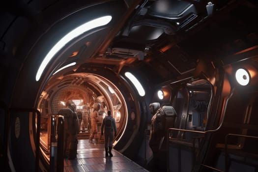 In a high-tech laboratory, a team of engineers are working together to design a new and innovative spaceship. The environment is meticulously organized, with cutting-edge technology and advanced tools at their disposal. The sheer dedication and hard work of the team is evident in their focus and commitment to creating something truly extraordinary. (generative AI)