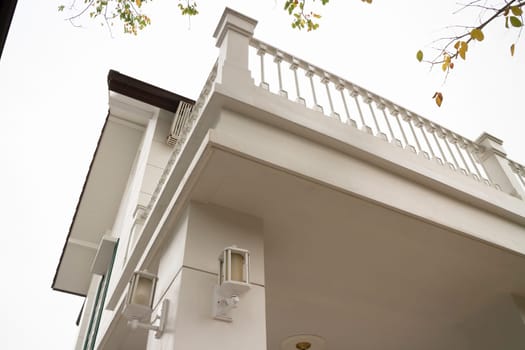 Summer sunlight building facade outdoors, stock photo
