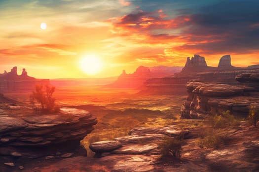 This otherworldly landscape is out of this world. The surreal terrain, vivid colors, and triple sunset provide a glimpse into the fantastical world of science fiction. Capturing the essence of this extraterrestrial landscape requires advanced photography techniques and specialized equipment. (generative AI)