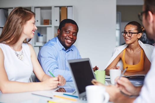 Successful business partners having meeting in office