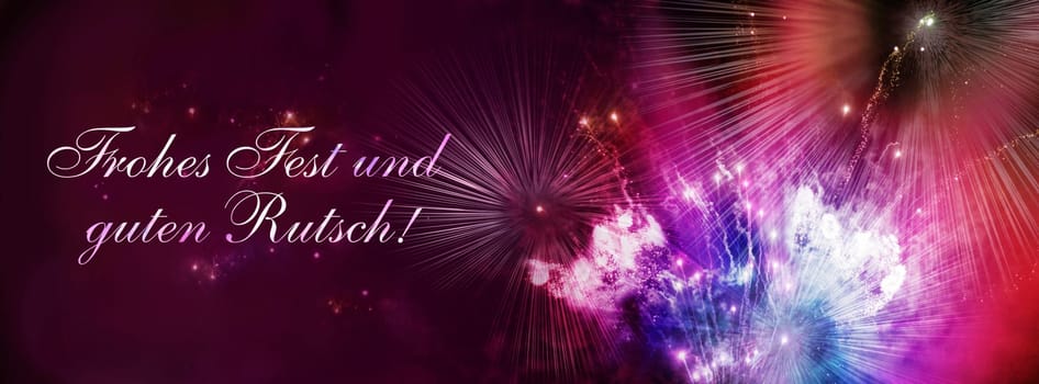 New Year's card with fireworks picture and text