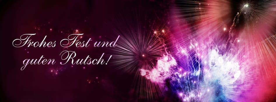 New Year's card with fireworks picture and text