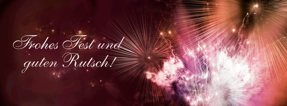 New Year's card with fireworks picture and text