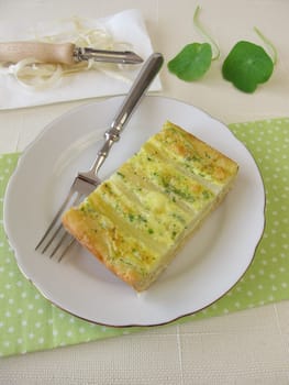 A piece of asparagus quiche