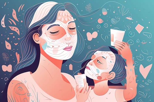 Mother and Child Bond. happy mothers day celebration .illustration. line drawing