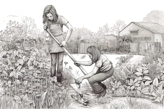 Mother and Child Bond. happy mothers day celebration .illustration. line drawing