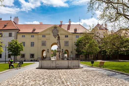 VALTICE, CZECH REPUBLIC - MAY 7th 2023: Chateau Valtice, Lednice-Valtice Cultural Landscape, World Heritage Site by UNESCO. Valtice is one of the most impressive baroque residences of Central Europe.