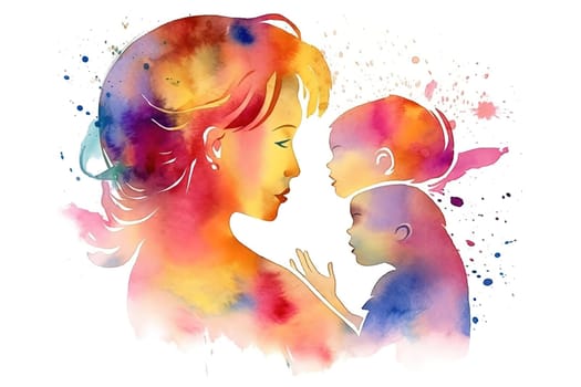 Mother and Child Bond. happy mothers day celebration .illustration. line drawing