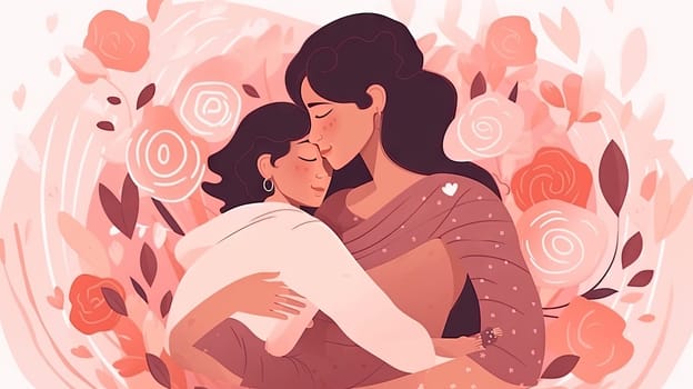 Mother's day flat design, generative AI, AI generated