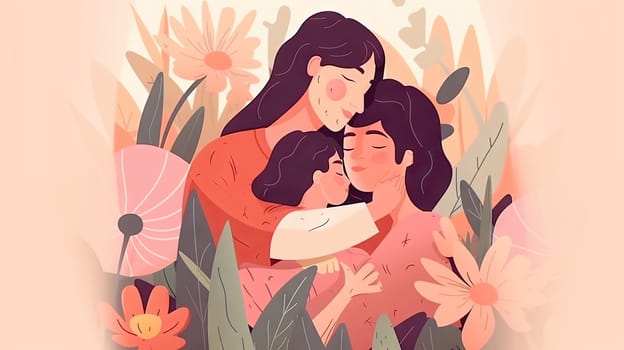 Mother's day flat design, generative AI, AI generated