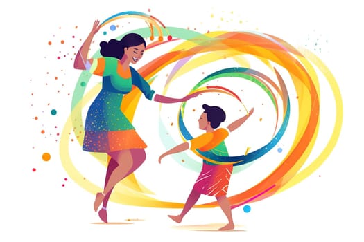 Mother and Child Bond. happy mothers day celebration .illustration. line drawing