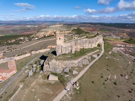 Homenaje tower of Castle Atienza, medieval fortress of the twelfth century (Route of Cid and Don Quixote) Guadalajara province, Castilla-La Mancha, Spain.