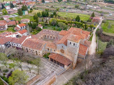 San Cosme and San Damian Collegiate Church, Covarrubias, Burgos, Spain. It was built based on an earlier Romanesque church. Gothic church. It has a Latin cross floor plan three naves and a crossing