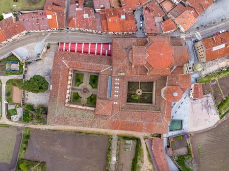 the benedictine monastery of Santo Domingo de Silos, Castile and Leon, Spain View, Aerial, overhead