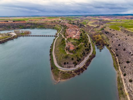 Panoramic aerial view of Madaruelo province of Segovia Spain