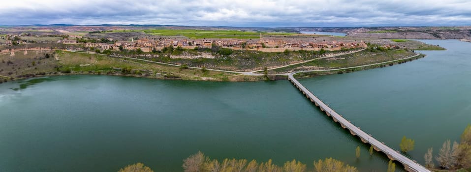 Panoramic aerial view of Madaruelo province of Segovia Spain