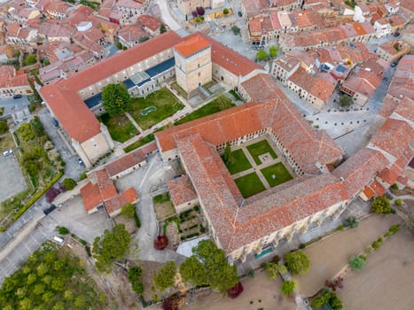 Museum of Santo Domingo de Guzman in the medieval village of Caleruega, Burgos, Castilla y Leon, Spain in Europe, Top aerial view