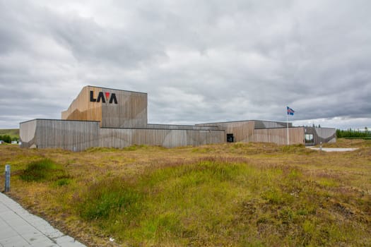 Hvolsvöllur, Iceland, July 2019: view on the exterior of the Lava Centre museum and interactive exhibition