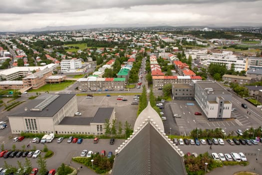 Reykjavik,Iceland, July 2019: skyline and cityscape with view over houses