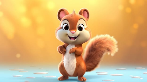 Adorable little cartoon squirrel - generative AI - AI generated