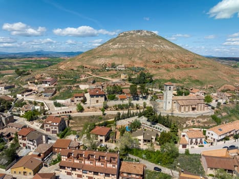 Hita in the province of Guadalajara, panoramic aerial view of the center, Spain