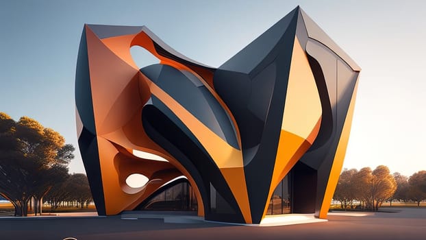 Abstract 3d render of modern architecture. Futuristic building.