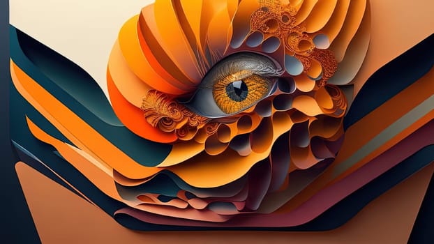 Abstract 3D rendering of eye. Computer generated graphics. Futuristic background.