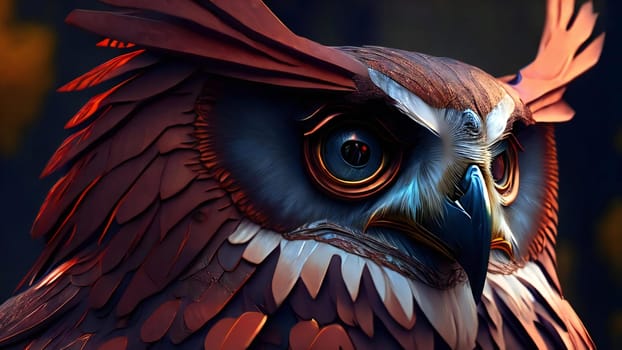 3D Illustration of an Owl as a Fantasy or Concept Art, ai generated