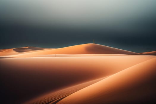 Sand dunes in the Sahara desert at sunset. ai generated