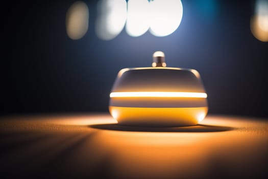 Perfume bottle on the table. Selective focus. Shallow depth of field. Generative Ai