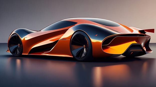 3D rendering of a brand-less generic concept car in studio environment. generative ai