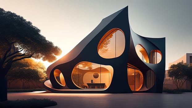 Abstract 3d render of modern architecture. Futuristic building.