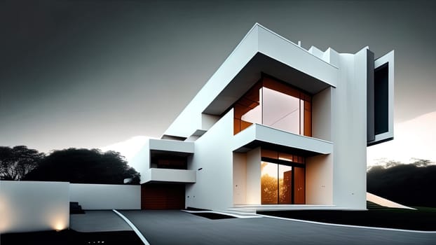 Abstract 3d render of modern architecture. Futuristic building.