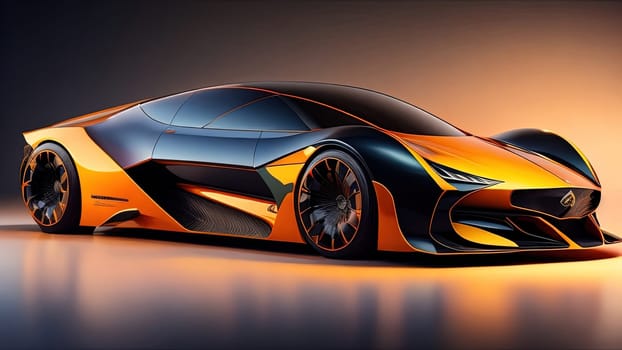 3D rendering of a brand-less generic concept car in studio environment