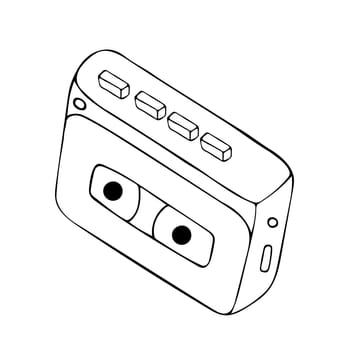 Icons of retro music player isolated on white background. Tape recorders, radios and cassette recorder