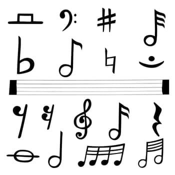 Music notes icons set. Musical key signs. Vector musical symbols on white background