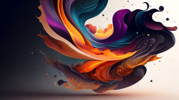 Colorful paint splashes on a dark background. 3d rendering