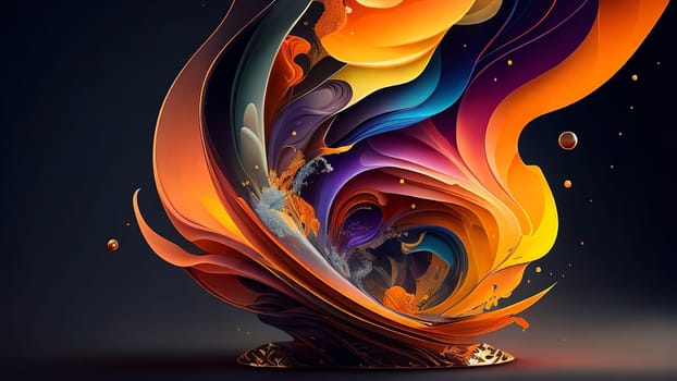 Colorful paint splashes on a dark background. 3d rendering