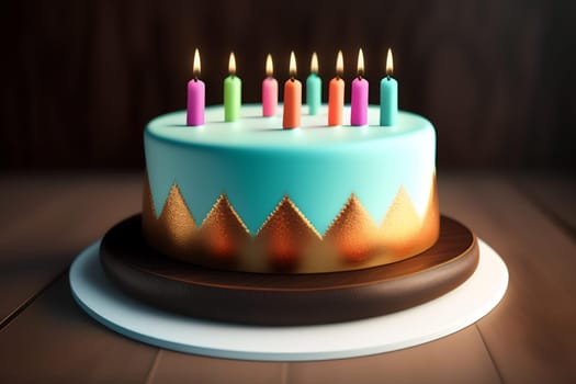 Celebrating with a Colorful Baked Cake. ai generated