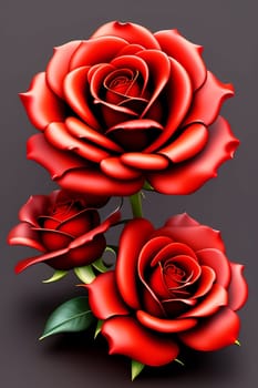 Beautiful red roses on a dark background. Vector illustration.