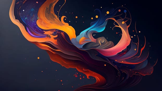 Colorful paint splashes on a dark background. 3d rendering