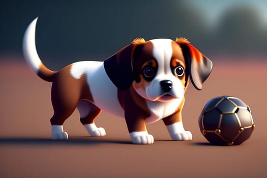 Cute welsh corgi dog in low poly style. 3d rendering