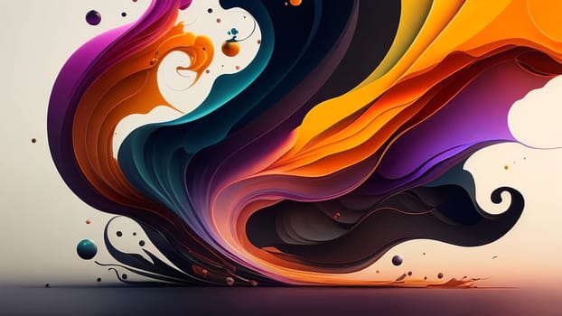 Colorful paint splashes on a dark background. 3d rendering